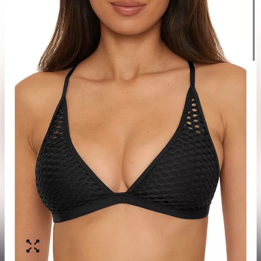 Becca Castaway Fishnet Bikini Top Black Size Small